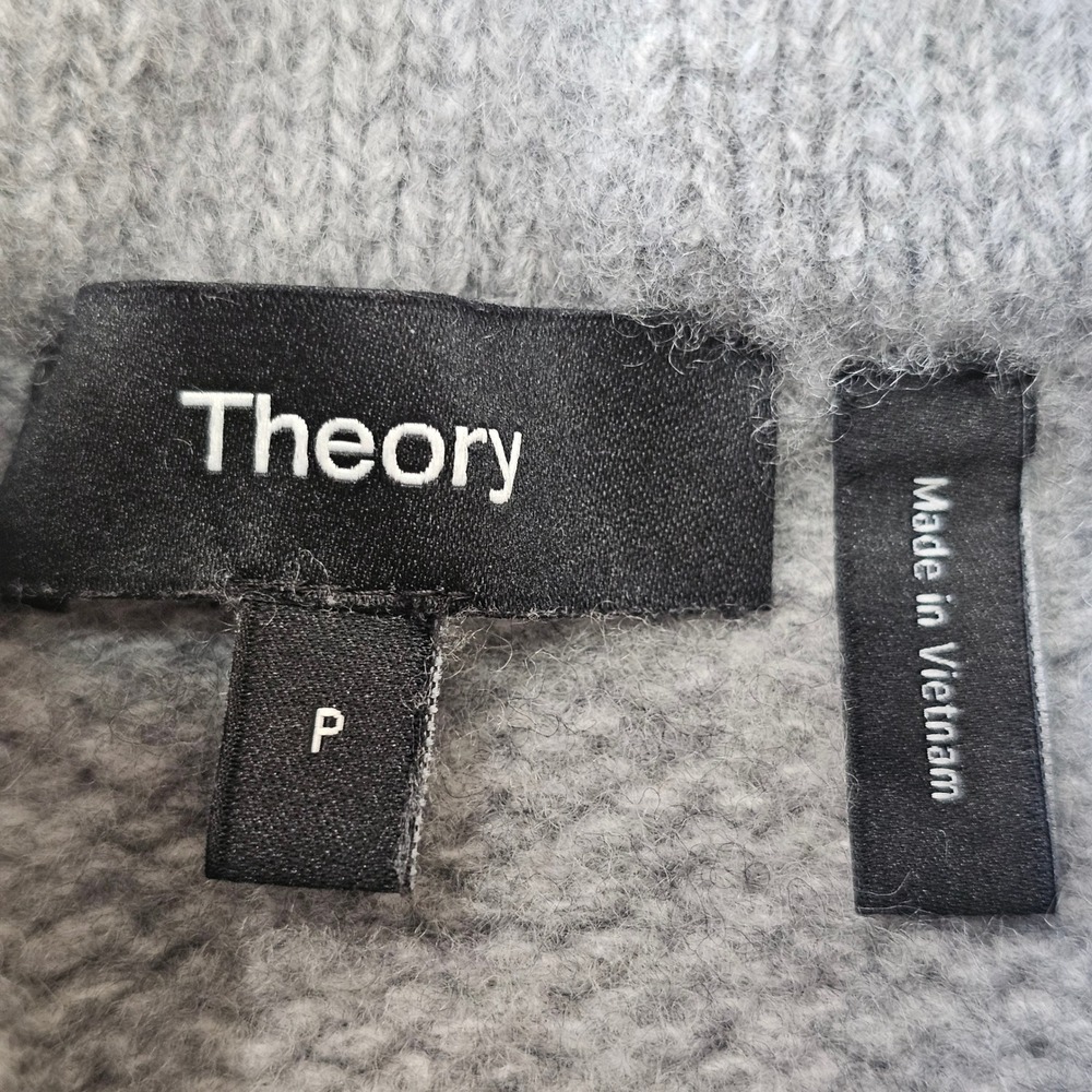 Theory Sweater Women Petite P Small Grey Wool Mock Neck Minimalist Quiet Luxury - Picture 5 of 12